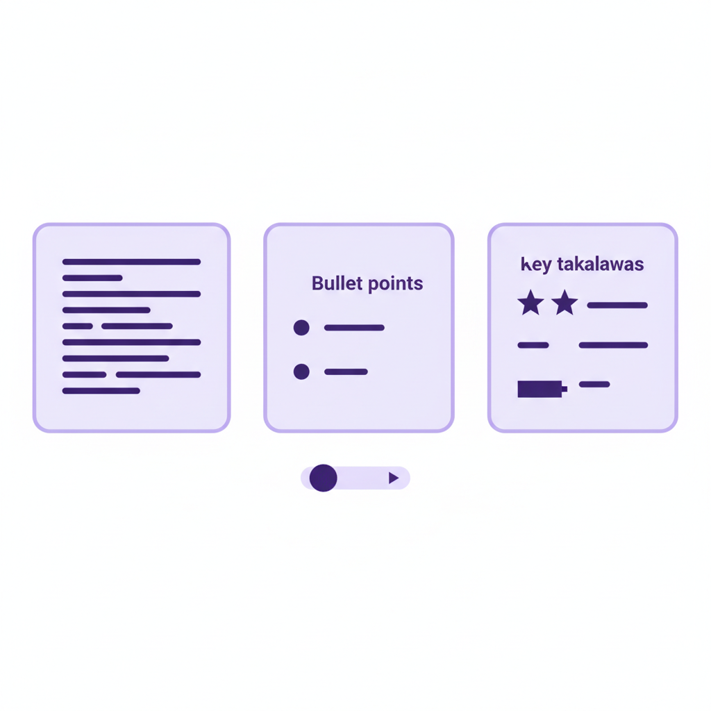 AI summarizer with multiple output formats