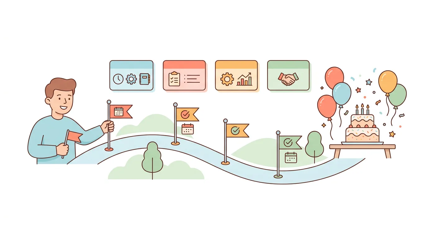 Chronological event planning phases with deadlines