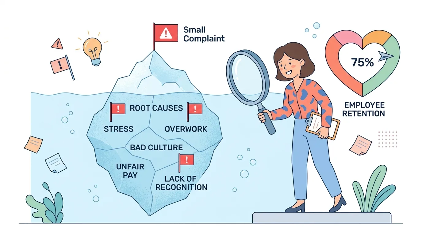 Root cause analysis and retention risk detection from employee feedback