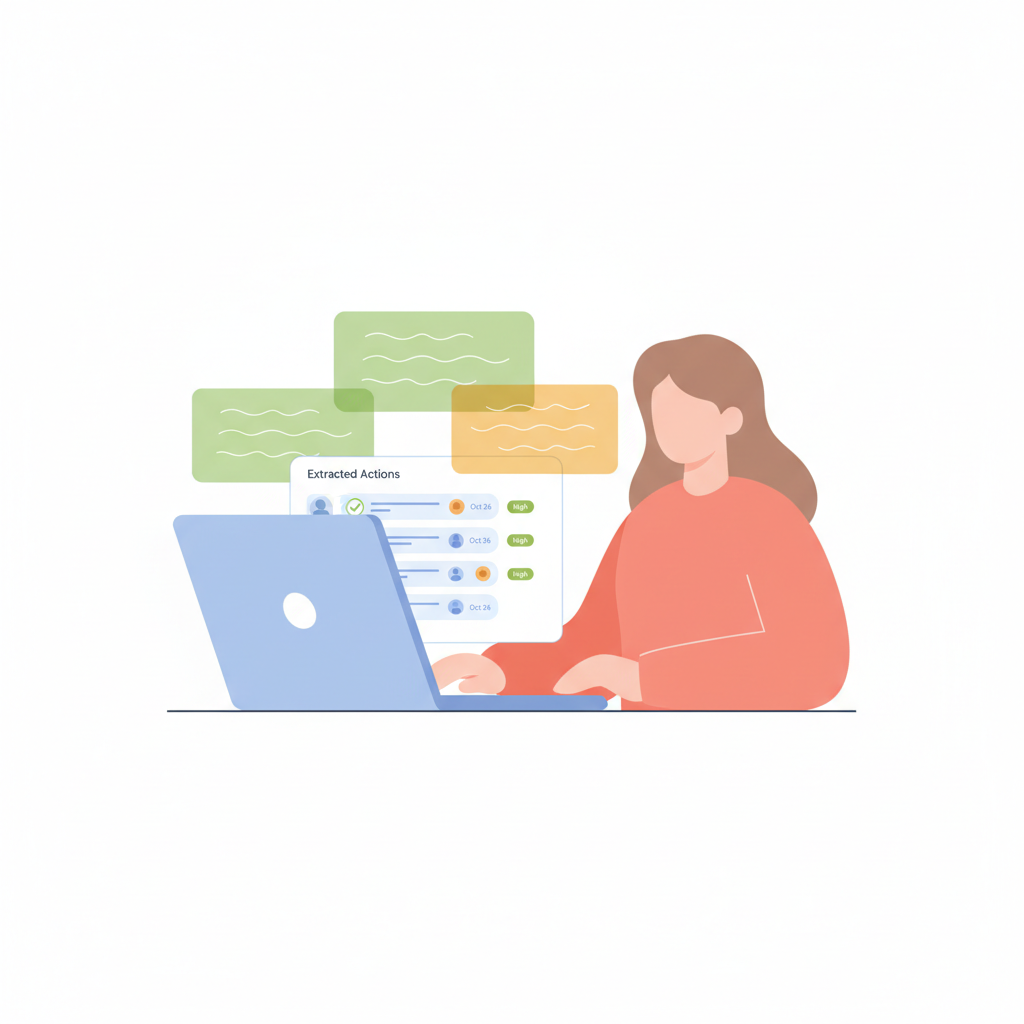 AI extracts action items from meeting notes with owners and deadlines