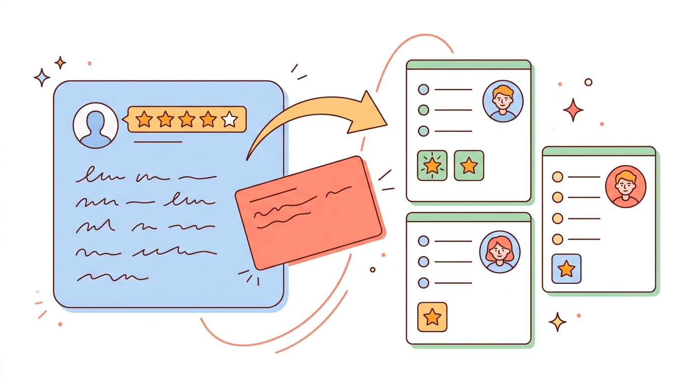 Internal action items extracted from customer reviews
